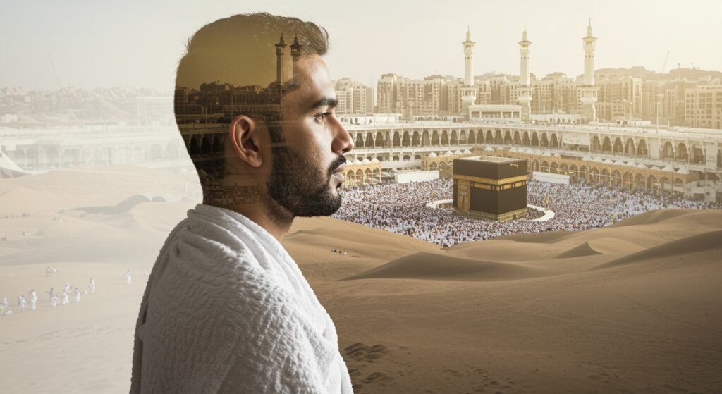 صورة Double,Exposure,Hajj,Pilgrim,Side,View - المواكب الذهبية